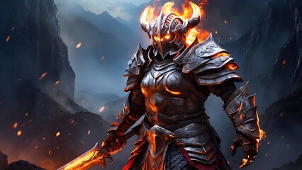 General, an iron-armored warrior with the power of fire. in fantasy stories