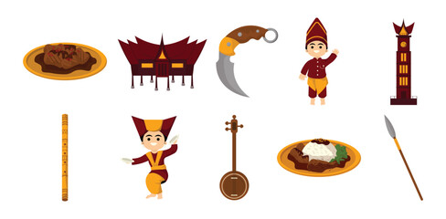 West Sumatra Culture Vector Set