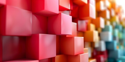 Background of various sized colored cubes in a 3D rendering. Concept 3D Rendering, Colored Cubes,...