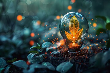 A plant growing inside a light bulb