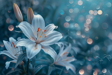Fototapeta premium White flowers blooming garden