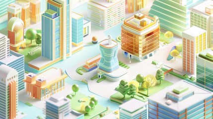 isometric illustration of a modern city