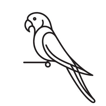 recommend clip art: Parrot. Line art logo. Simple minimalistic vector illustration, icon. Black and white. png