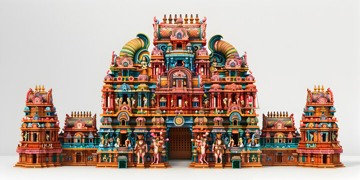  3d model of the meenakshi amman temple on white, Meenakshi Amman Temple 3D Model on Clean White Background