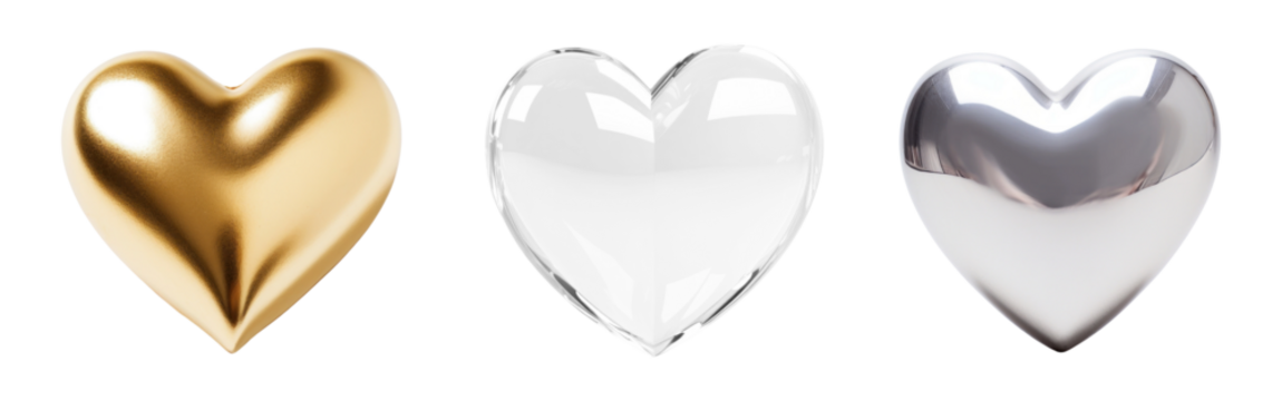 Heart shape  png element set on transparent background