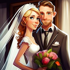 Couple wedding AI generated romantic portrait
