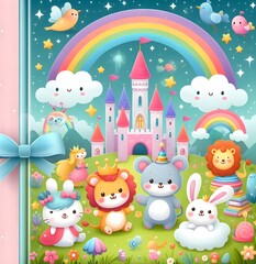 Colorful book cover design of little children.