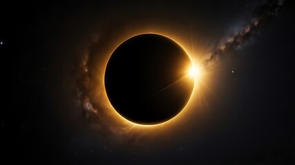 Abstract background of yellow star field with solar eclipse.