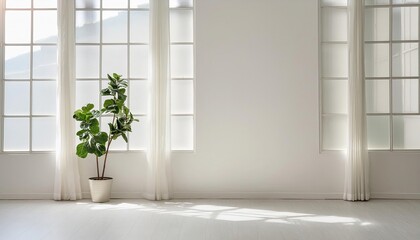 White wall background with natural lighting and minimalist style, with empty space,