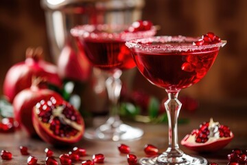 Festive Pomegranate Cocktail in Elegant Glassware