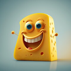 Happy cheese character with cute smile ai generate