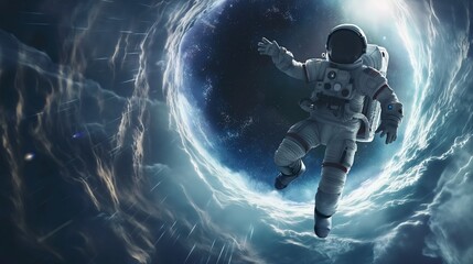Fototapeta premium AI generated illustration of an astronaut floating in the outer space