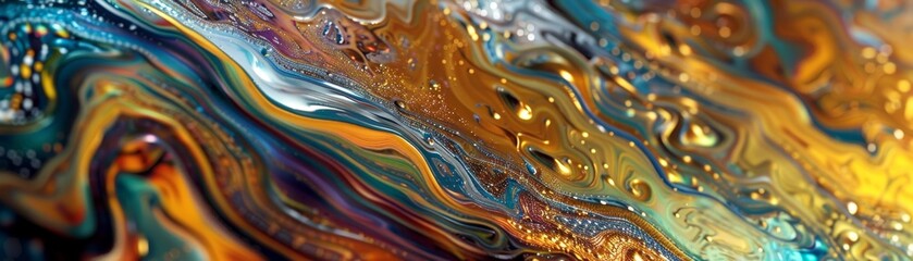 Elegance in Motion - Abstract Metallic Art with Iridescent Colors