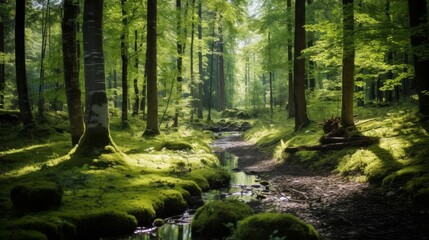 Obraz premium Amidst dense woodland foliage backdrop