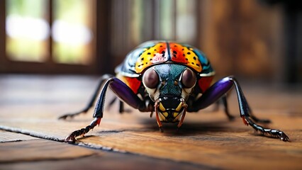Close up of a colorful ladybug