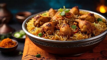 Chicken biryani in the bowl