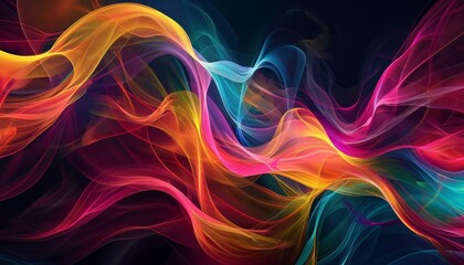 Obraz premium Harmonic Frequencies - Vibrant Digital Abstract Art Inspired by Music Visualizations