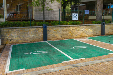 A charging station for electric cars on a camping site