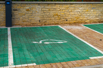A charging station for electric cars on a camping site