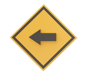 3D traffic and road sign left isolated on transparent background