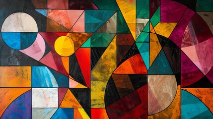 Geometric Abstraction in Vibrant Contrasts - A Dynamic Visual Composition of Fragmented Shapes and Colors