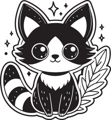 Cute pet sticker illustration black and white design