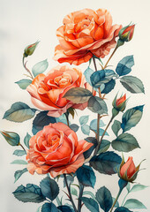 water color bac rose background , bouquet of roses