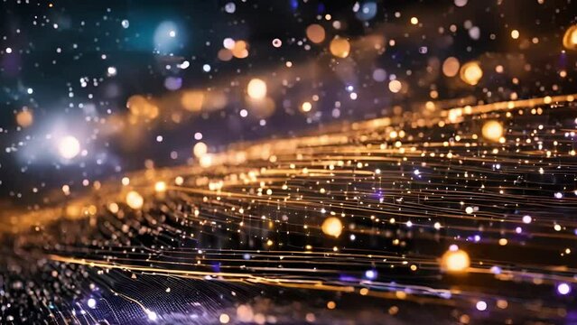 Abstract digital data stream visual. High-speed light particles. Cybersecurity and technology concept.4k JD
