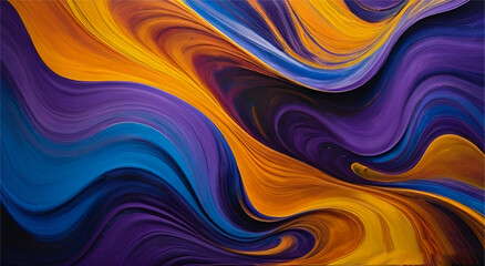Vibrant and dynamic abstract art piece. The canvas is filled with swirling patterns in hues of...