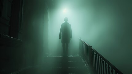Experience the sinister depths of the human mind through a highangle view, capturing the essence of fear in an eerie, photorealistic virtual reality scene