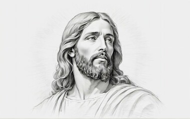 a realistic pencil portrait of Jesus Christ