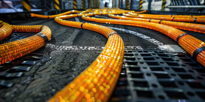 Lay the fiber optic cables along the designated pathways, ensuring they are properly aligned and protected from damage