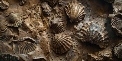 Fossilized Shells Embedded in Rock