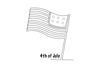 United States flag. 4th of july concept one-line drawing
