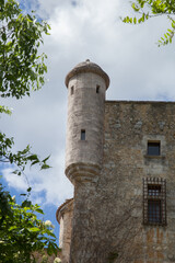 Echauguette à l'angle du château de Labastide de Virac village du sud de l'Ardèche (France)