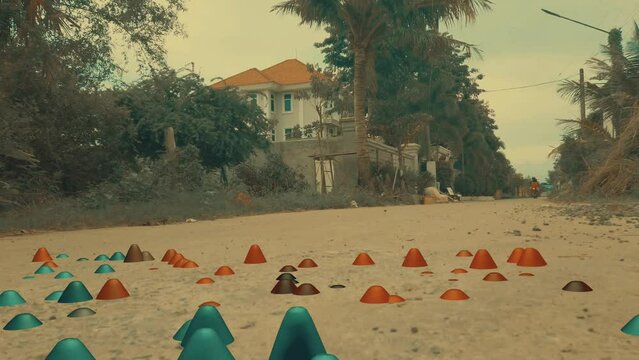 Colorful Diverse CG Bumps Coming through the Ground
