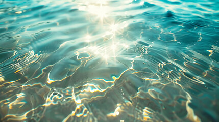 Background of the transparent sea water sparkles