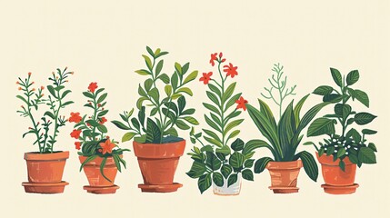 potted plants of various types and sizes