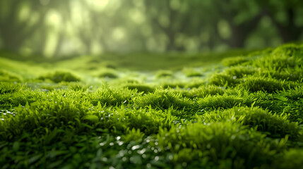 生い茂った緑の苔の群生