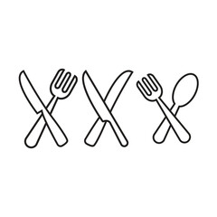 Cutlery icon. Spoon, forks, knife icon in trendy flat design