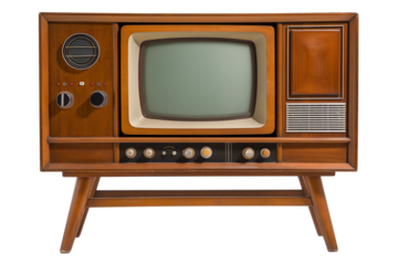 Vintage 1950s television set isolated on a transparent background, ideal for historical media concepts and mid-century design promotions