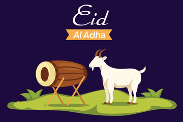 Happy Eid Adha concept. Colored flat vector illustration isolated.