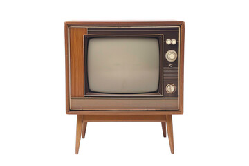 Vintage wooden television set from the mid-20th century, isolated on a transparent background, ideal for World Television Day and retro technology concepts