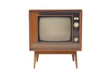 Vintage wooden television set from the mid-20th century, isolated on a transparent background, ideal for World Television Day and retro technology concepts