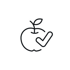 Healthy nutrition. Apple linear icon. Thin line customizable illustration. Contour symbol. Vector isolated outline drawing. Editable stroke