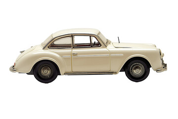 Obraz premium Vintage cream-colored classic car isolated on a transparent background, ideal for historical automotive concepts or transportation-themed graphic design projects