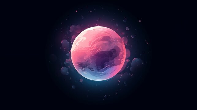 neon planet in dark space amoled desktop wallpaper background