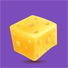 Vector Yellow Cheese Cube dark Background