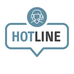Hotline - Sprechblase mit Text und Symbol