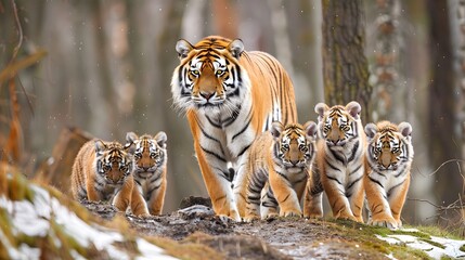 tiger familly in the wild 